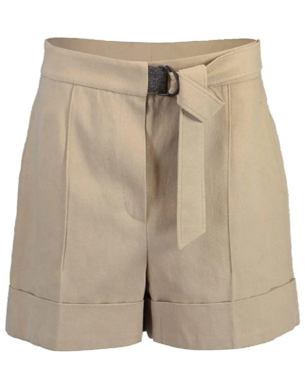 Belted High-Rise Drill Shorts