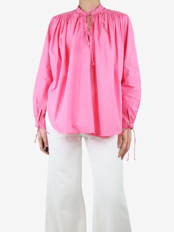 Pink cotton poplin blouse - size UK 8