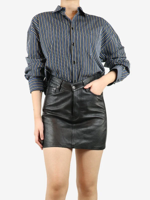 Blue and black striped pocket shirt - size UK 8