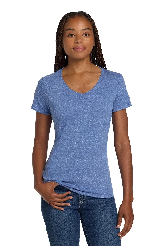 Jerzees Womens Vintage Snow Short Sleeve V-Neck T-Shirt - Heather Royal Blue