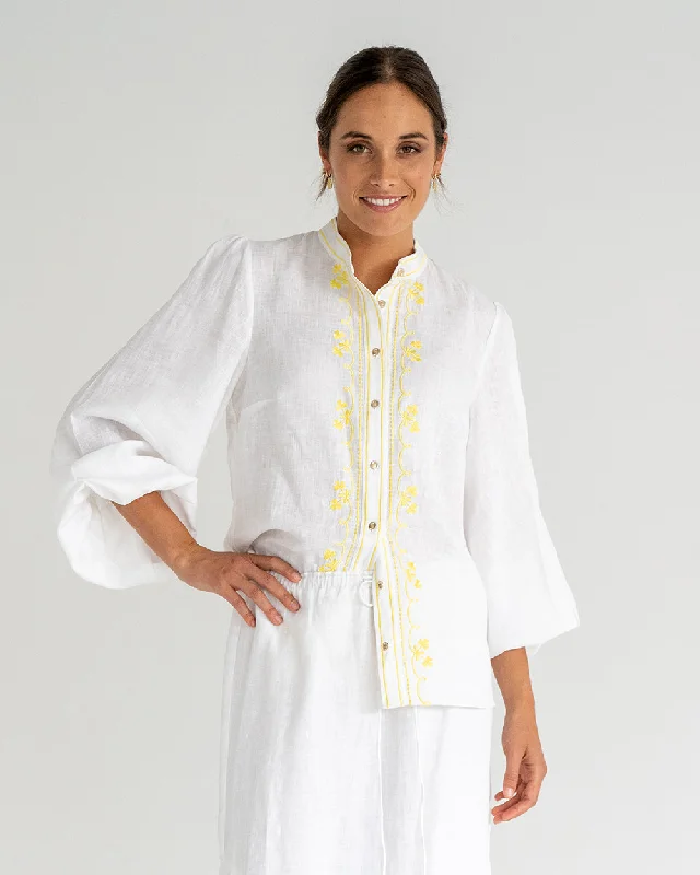 Rosa Blouse - Neon Yellow Embroidery