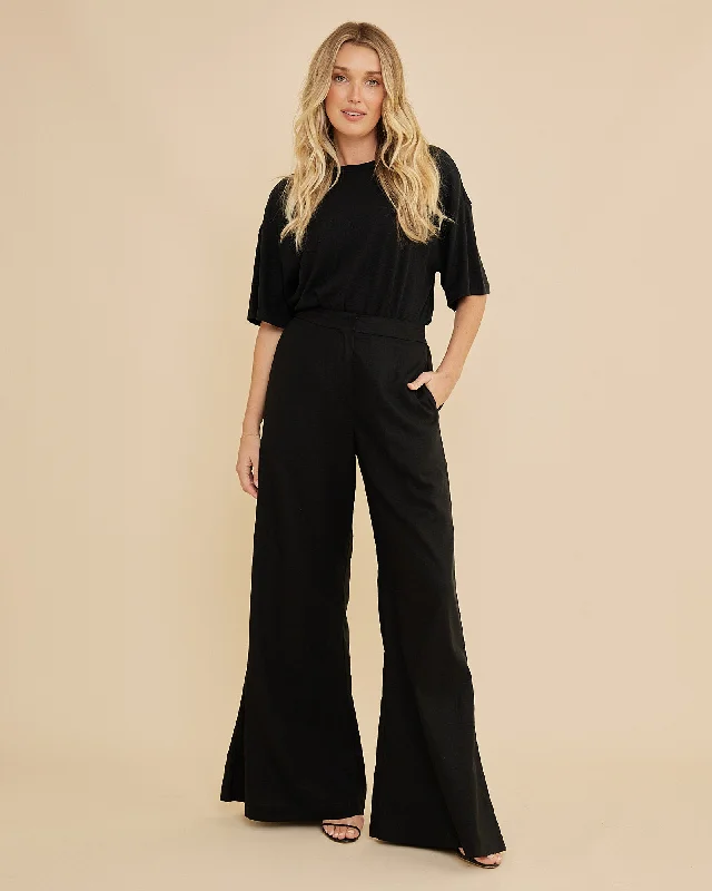 Lucie Wide Leg Pant - Black