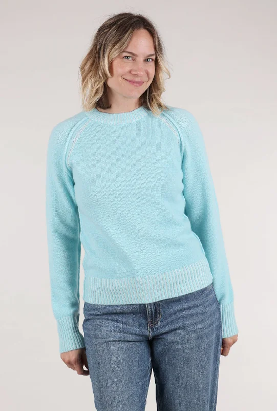 Back Detail Cashmere Crew, Aqua