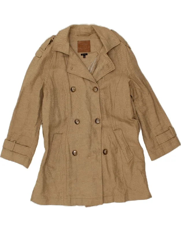 MASSIMO DUTTI Womens Trench Coat UK 10 Small Beige Cotton