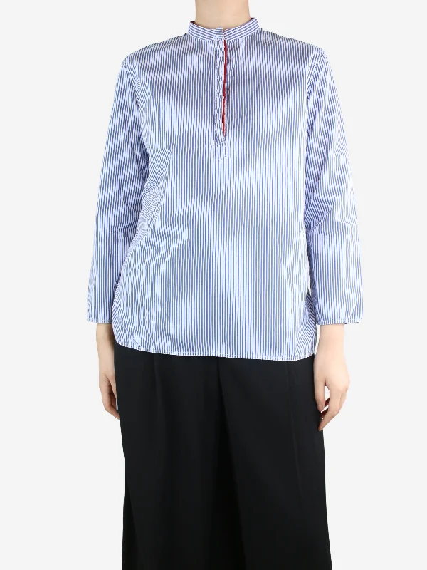 Blue striped cotton shirt - size UK 14