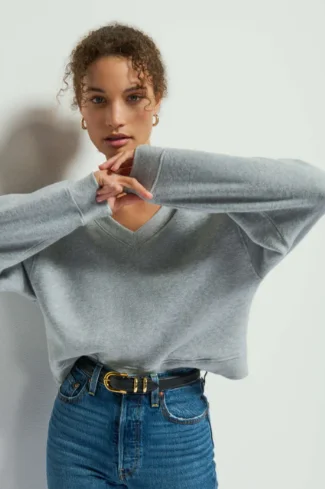 V Neck Cropped Sweatshirt