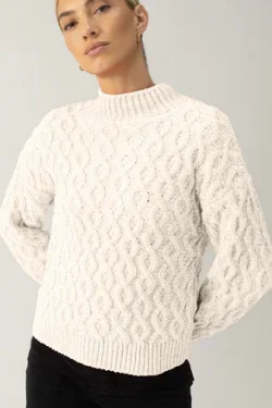 Cable Mock Neck Sweater