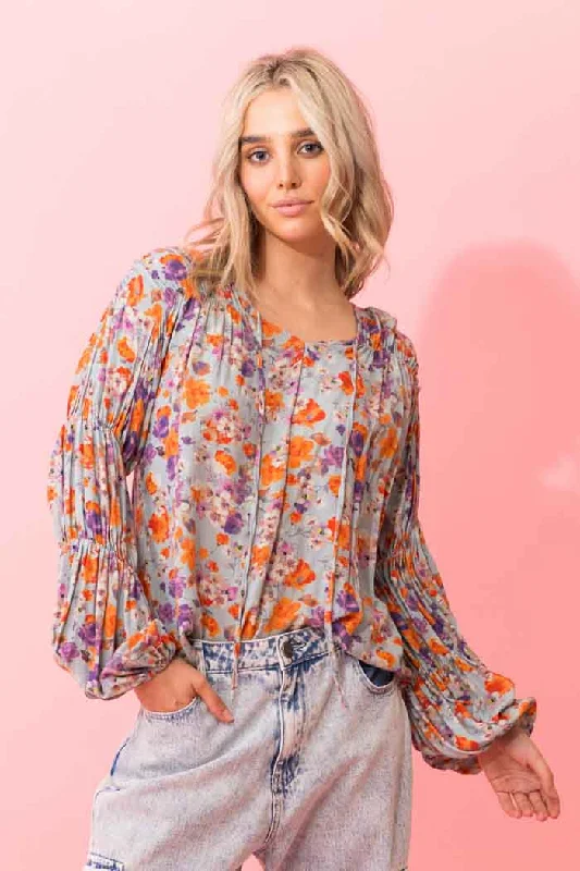 Sam Blouse Blue Floral Viscose