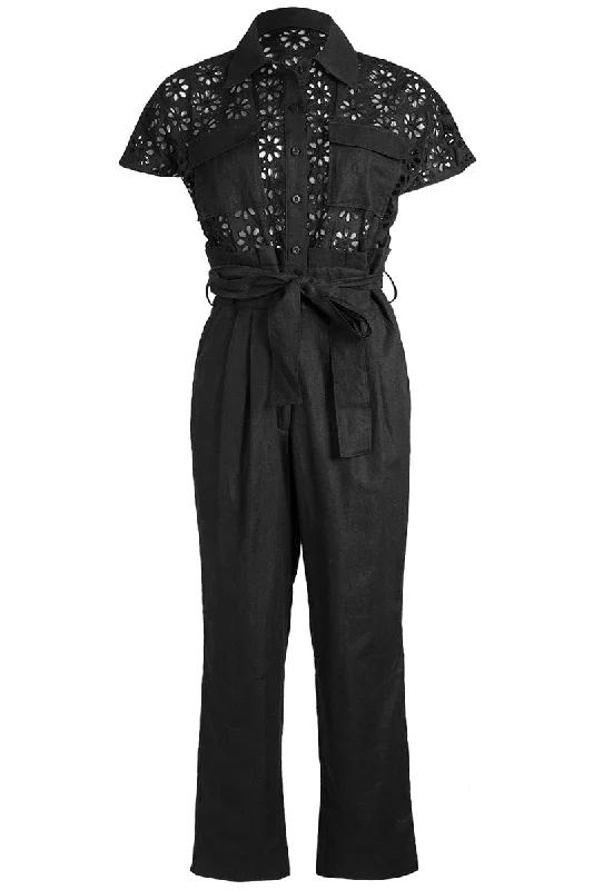 Chase Short Sleeve Jumpsuit - Black