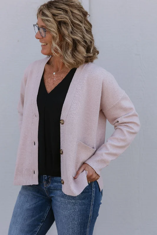 ROCKWELL BLUSH BUTTON DOWN CARDIGAN