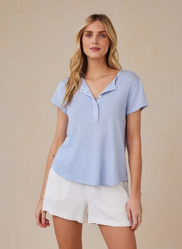 Short Sleeve Henley - Perennial Blue