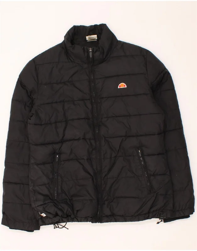 ELLESSE Womens Padded Jacket UK 14 Large Black Nylon