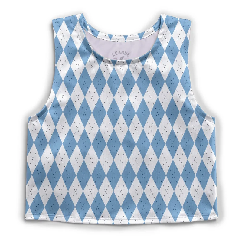 Carolina Blue Argyle Cropped Tank Top Athletic Fit