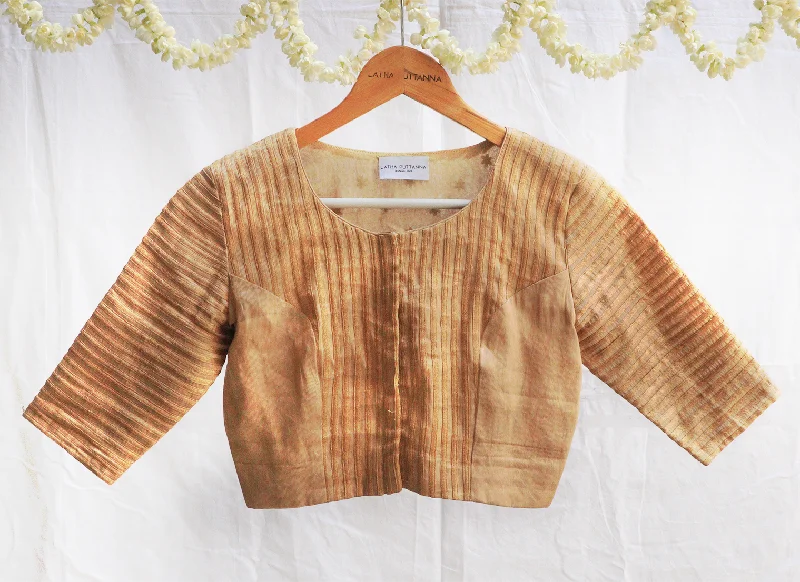 Blonde gold,Kanjeevaram tissue,Hand embroidery blouse