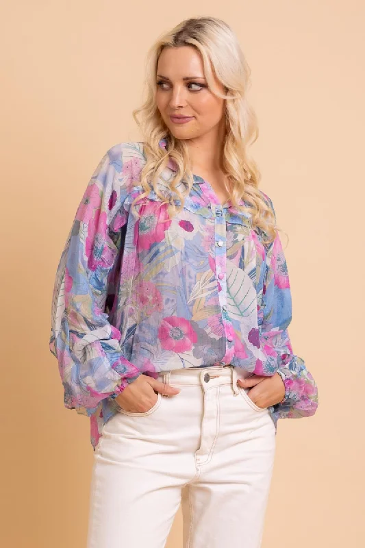 Ellen Blouse Blue Floral