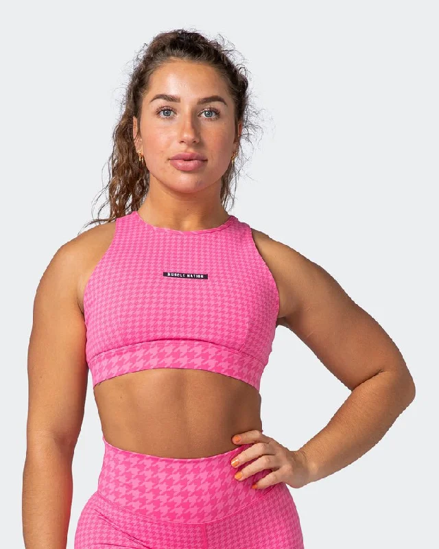 Step Up Bra Flamingo Houndstooth Print