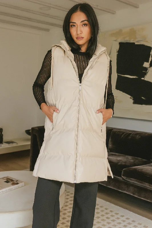 Layla Puffer Vest in Cream - FINAL SALE