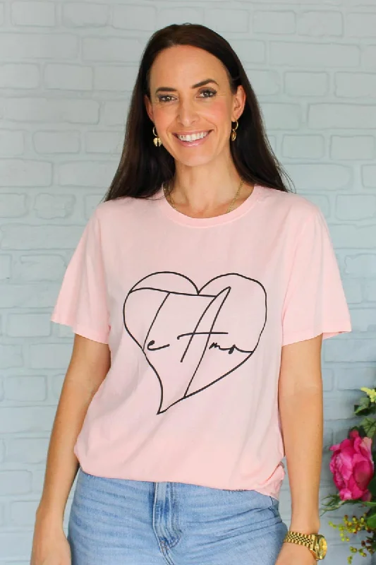 Rio T-Shirt Distressed Pink Te Amo Black