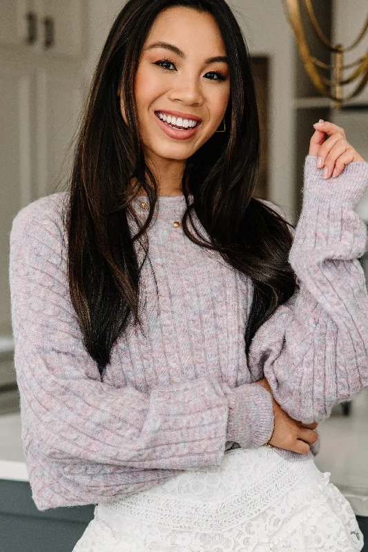 Pretty Peppy Lavender Purple Cable Knit Sweater