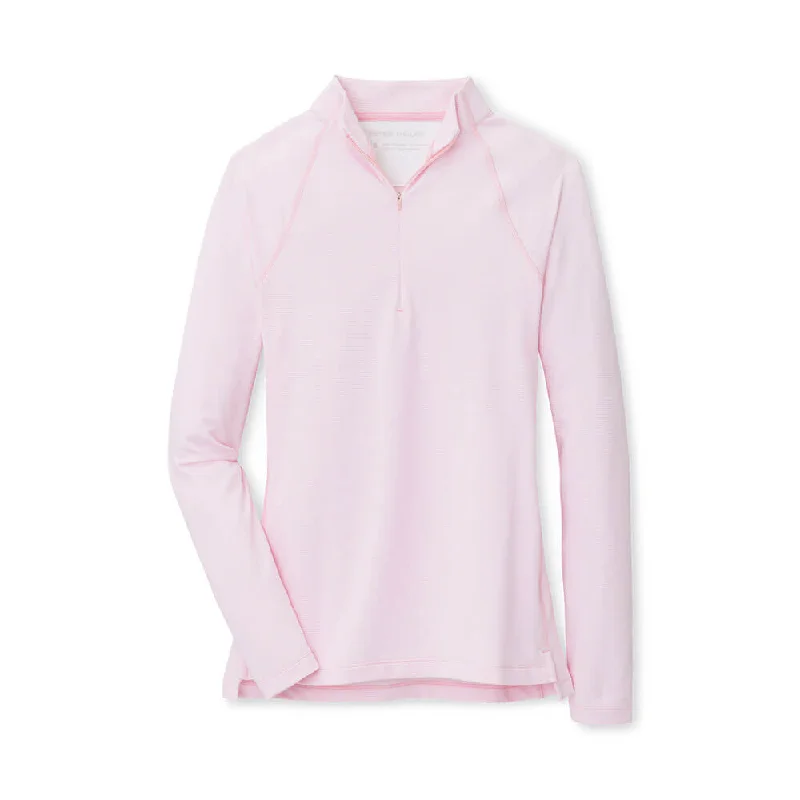 Peter Millar Women's Sugar Stripe Raglan Perth Layer Quarter-Zip Pullover Sweater - Palmer Pink