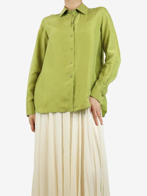 Green silk shirt - size UK 8