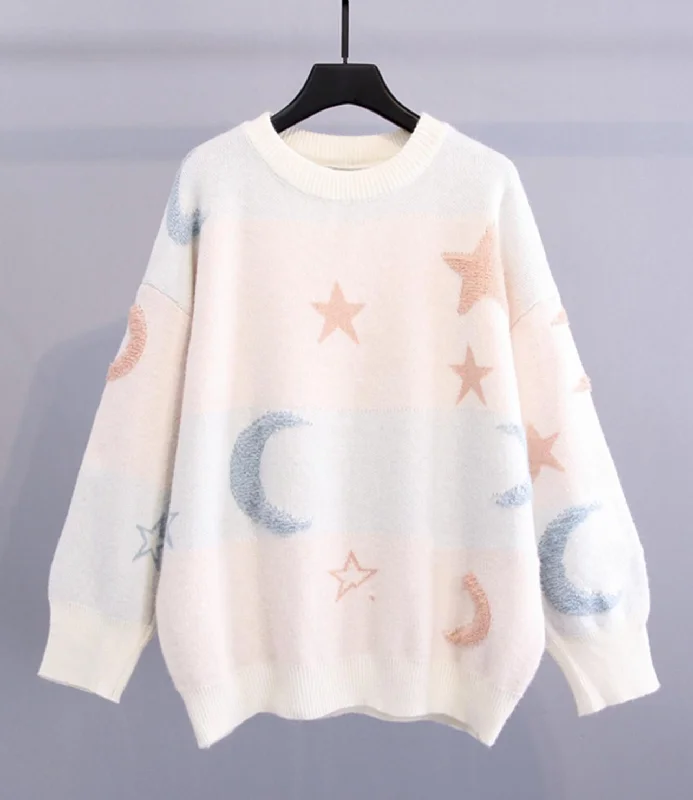 Cute star moon long sleeve sweater  032