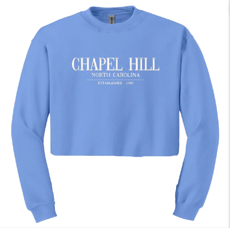 Chapel Hill Embroidered Blue CROPPED Chill Crewneck by Shrunken Head