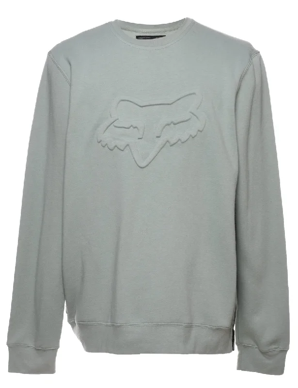 Light Green Plain Embossed Sweatshirt - L