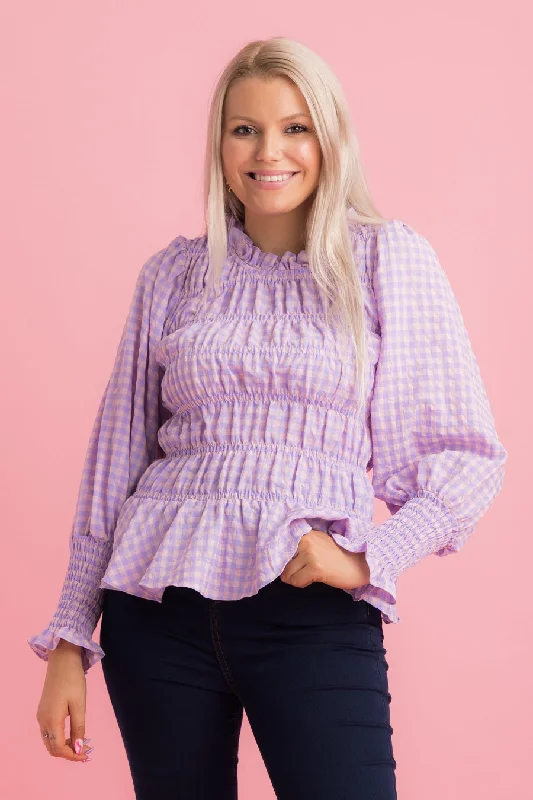 Hannah Top Lilac Gingham