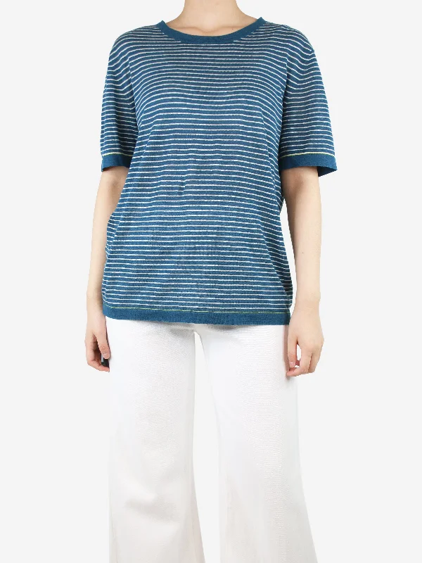 Blue striped linen top - size S