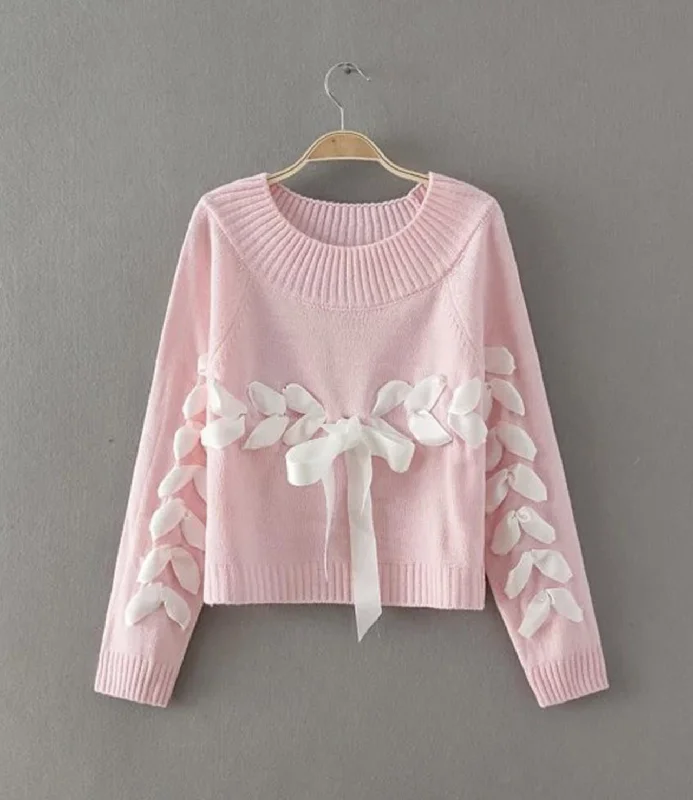 Cute lace up sweater  042