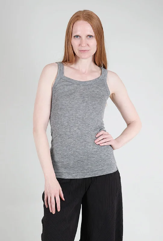 Tubular Cashmere Tank, Heather Gray