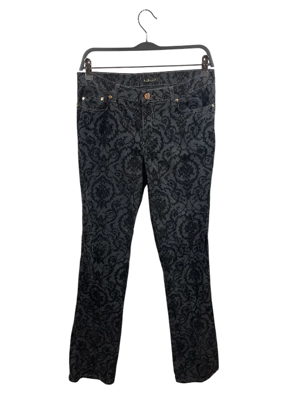 roberto cavalli/Bottoms/46/Cotton/BLK/all over velvet blk print