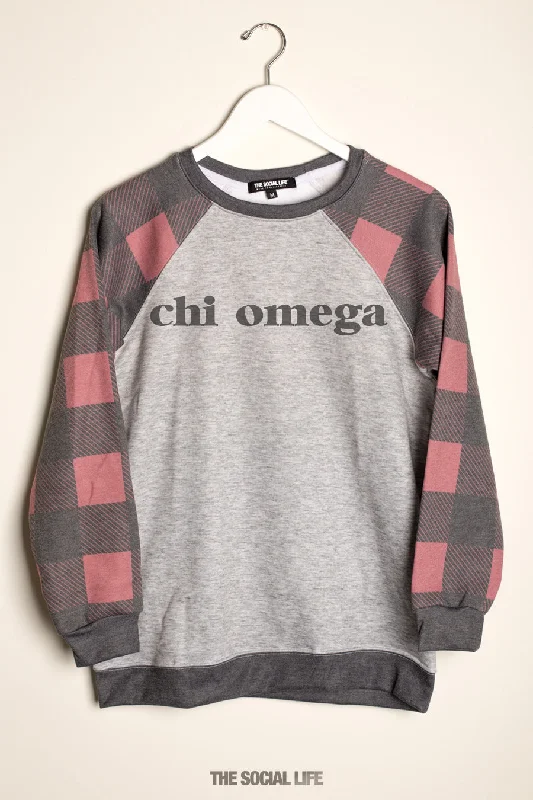 Chi Omega Lumberjack Raglan Crewneck