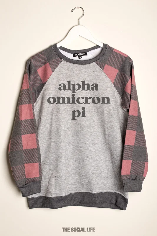 Alpha Omicron Pi Lumberjack Raglan Crewneck