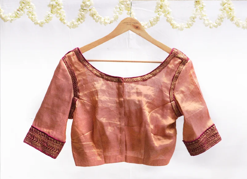 Sepia Gold ,Kanjeevaram tissue Hand embroidery blouse