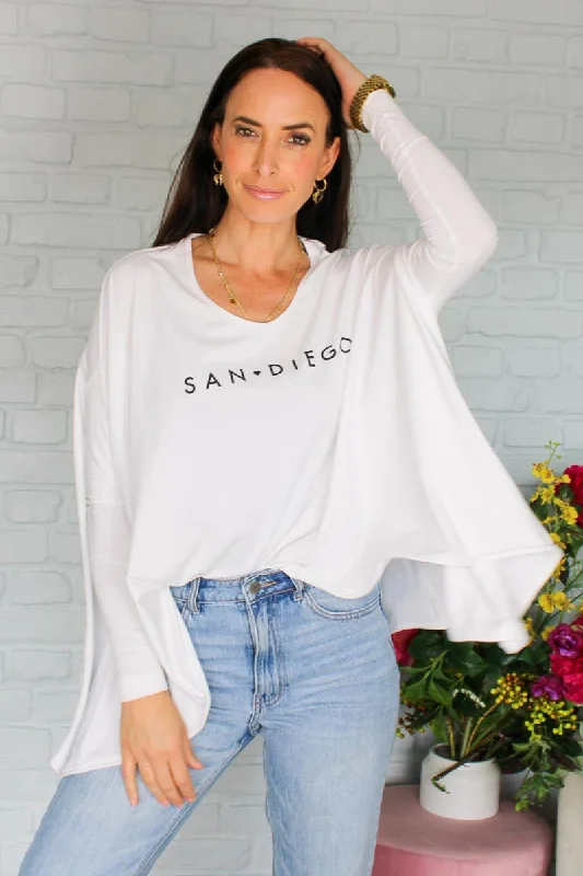 Emma Long Sleeve Top White San Diego Black