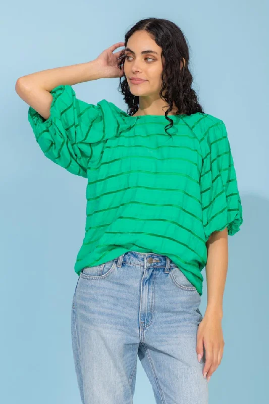 Selina Top Green Stripe