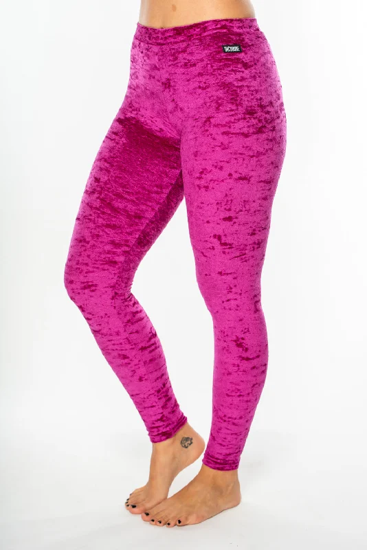 Magenta Velvet Leggings