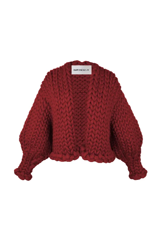 Burgundy Colossal Knit Cardigan