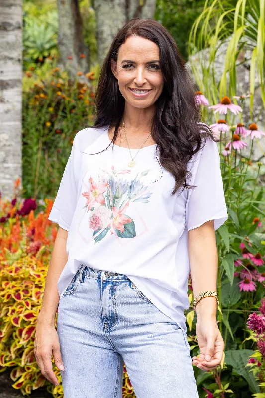 Casey Tee White Floral Cross