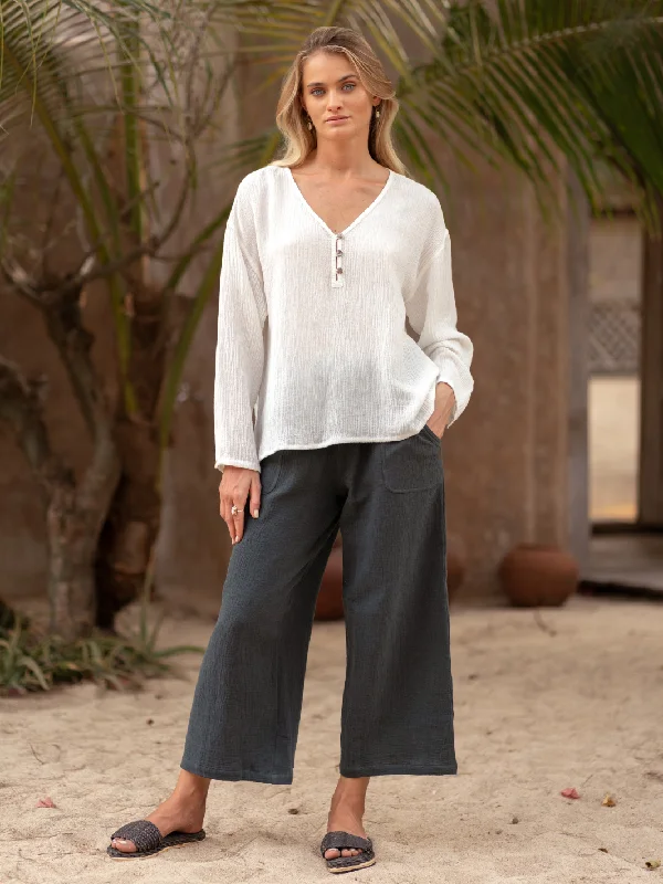 La Vie Linen Blend Blouse Coconut