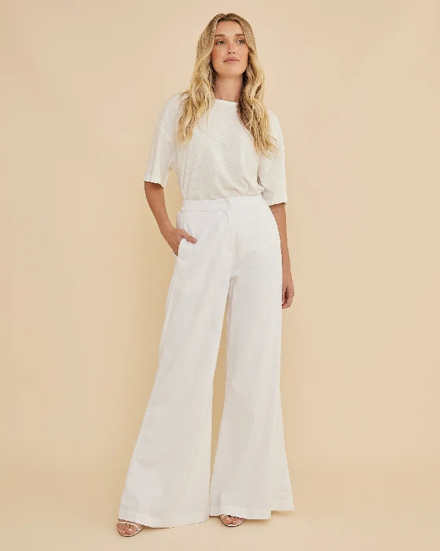 Lucie Wide Leg Pant - White