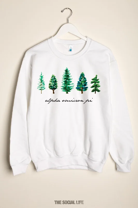 Alpha Omicron Pi Watercolor Pines Crewneck