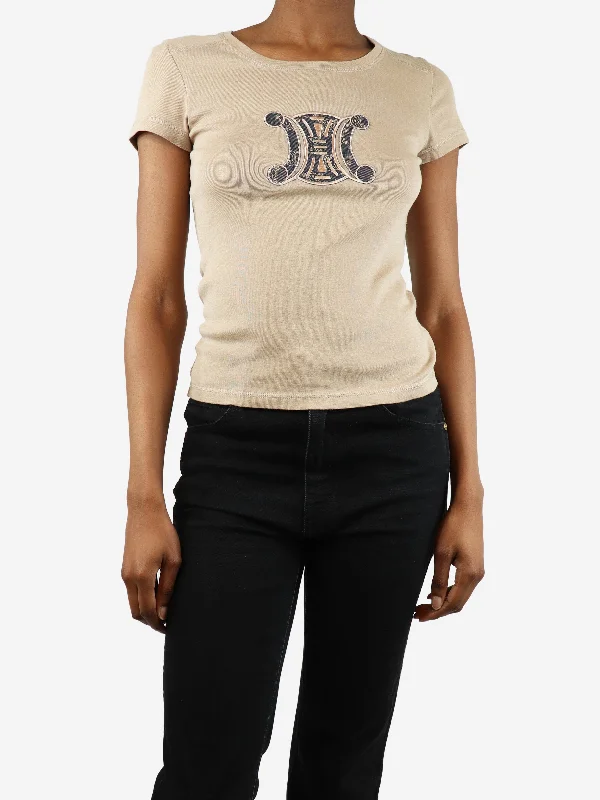 Neutral embroidered t-shirt - size S