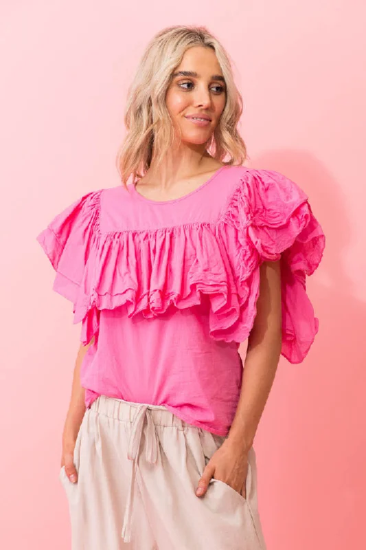 Camila Frill Top Cotton Pink