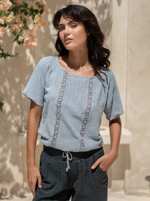 Daisy Organic Cotton Blouse Slate Blue