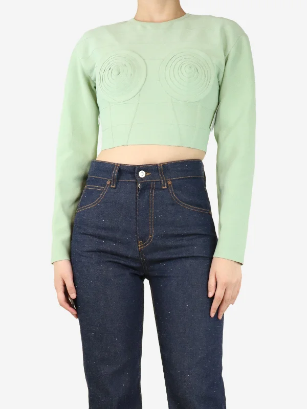 Mint green spiral bust crop-top - size S