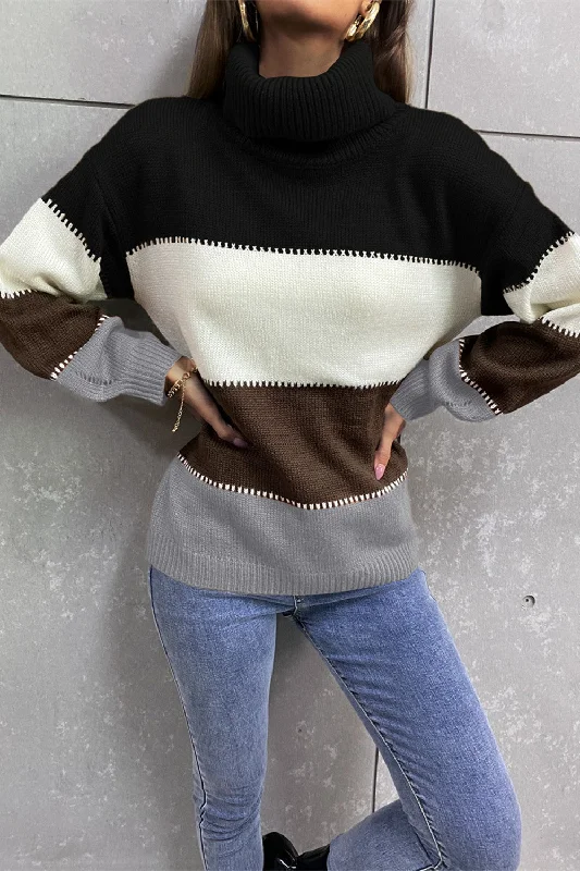 Karen Turtleneck Sweater with Billowing Lantern Sleeve | 4 Colors