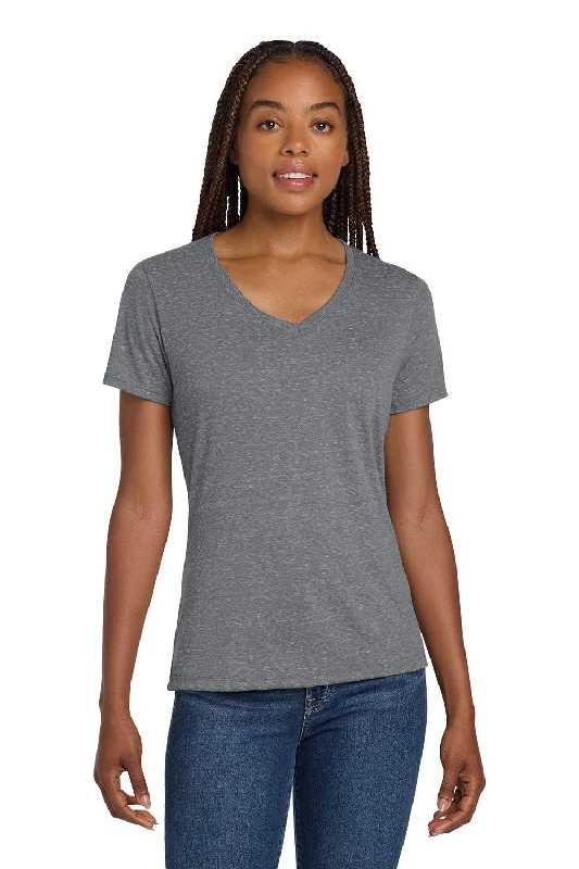 Jerzees Womens Vintage Snow Short Sleeve V-Neck T-Shirt - Heather Charcoal Grey